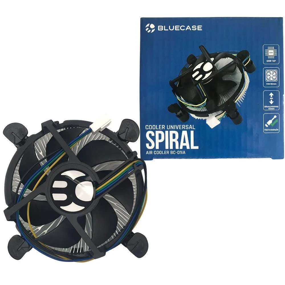 Imagem 2 de 5 do produto Cooler Universal Spiral Bluecase Tdp 65W, Intel, Alumínio, 775, 1155, 1150, 1156, 1151 - bc-01ia