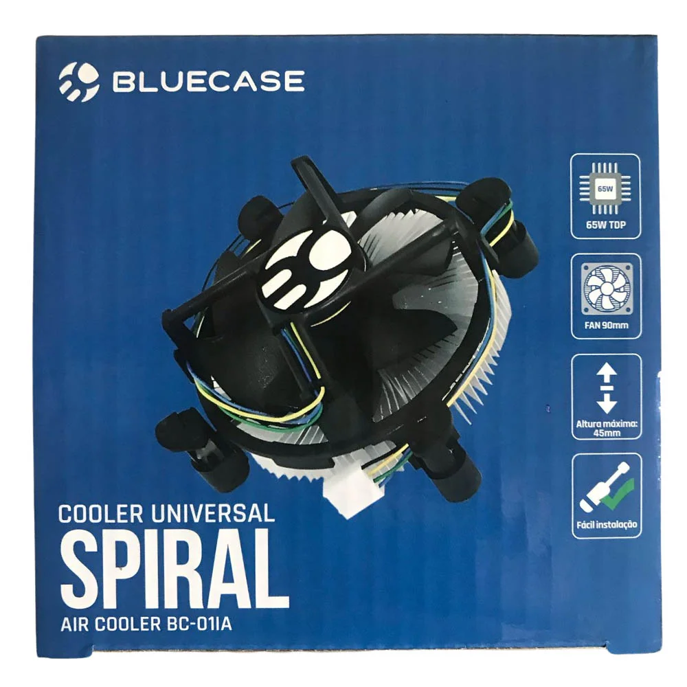 Imagem 5 de 5 do produto Cooler Universal Spiral Bluecase Tdp 65W, Intel, Alumínio, 775, 1155, 1150, 1156, 1151 - bc-01ia