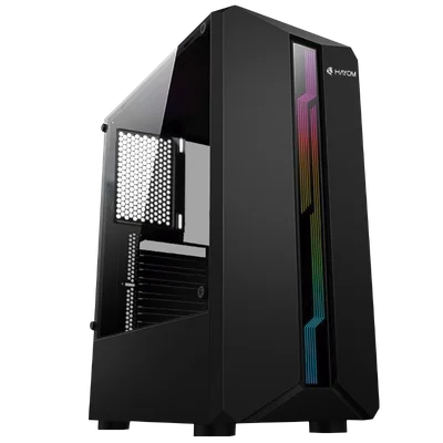 Gabinete  Mid Tower Gamer Hayom Gb1724, Lateral Em Vidro Temperado, LED, RGB, USB 3.0, ATX, Preto