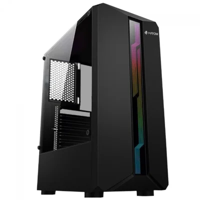 Gabinete Mid Tower Gamer Hayom Gb1724, Lateral Em Vidro Temperado, LED, RGB, USB 3.0, ATX, Preto
