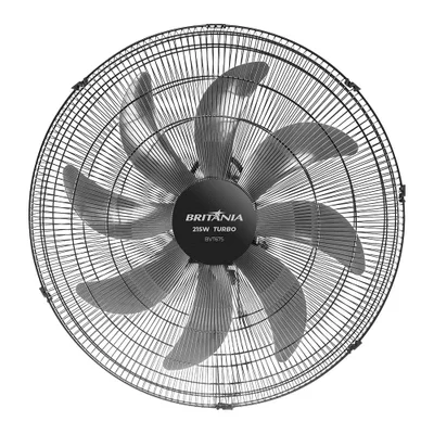 Ventilador De Parede Britânia Bvt675 Max Force 60cm | 8 Pás, 3 Velocidades, Preto