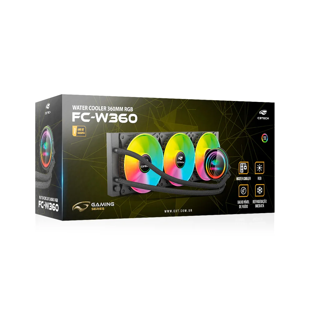 Water Cooler C3tech, 120mm, RGB, Preto - Fc-w360 5