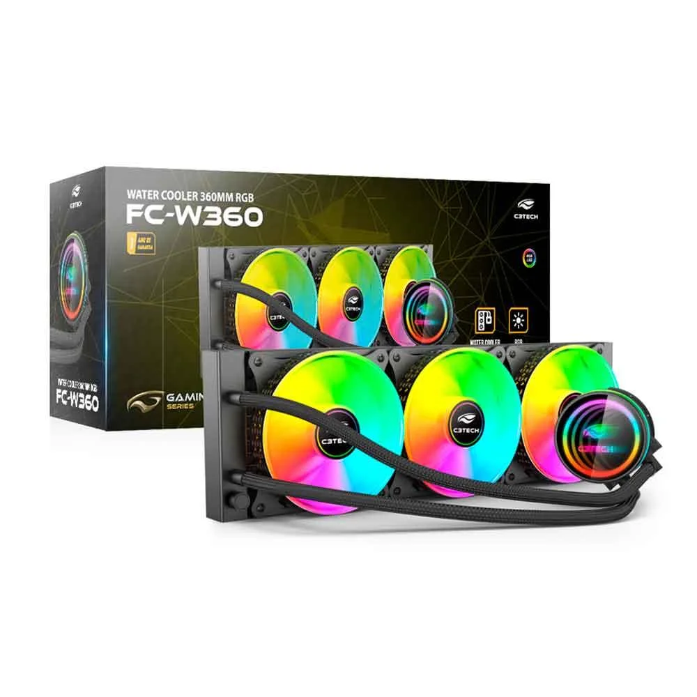 Water Cooler C3tech, 120mm, RGB, Preto - Fc-w360 7