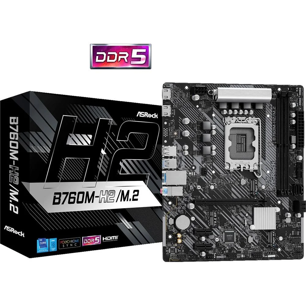 Placa-Mãe Asrock B760m-h2/m.2, Intel LGA 1700, Matx, DDR5, Chipset B760 7