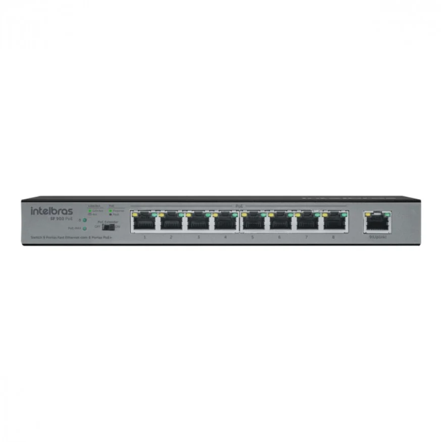 Switch 9 Portas, Fast Ethernet, C/ 8 Portas Poe+ Sf 900 - Hi-poe 4760040