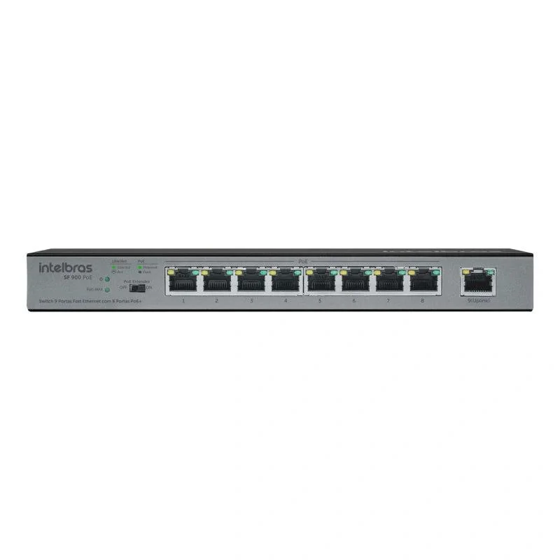 Switch 9 Portas, Fast Ethernet, C/ 8 Portas Poe+ Sf 900 - Hi-poe 4760040