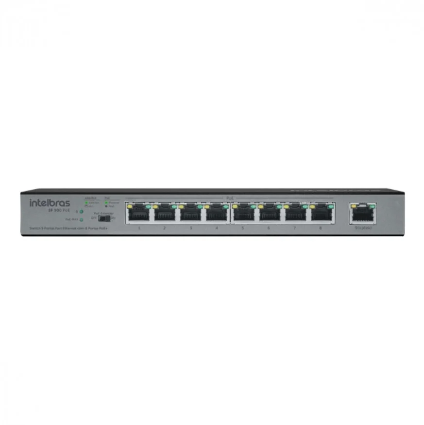 Switch 9 Portas, Fast Ethernet, C/ 8 Portas Poe+ Sf 900 - Hi-poe 4760040