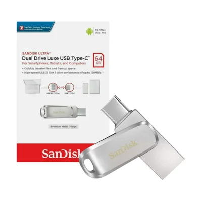 Pen Drive 64GB Sandisk Ultra Dual Drive, USB 3.0, Prata