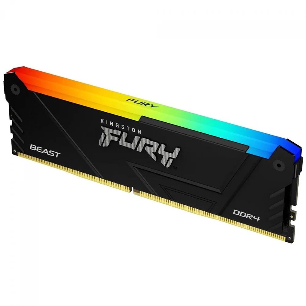 Memória Ram Kingston Fury Beast RGB, 8GB, DDR4, 3200MHz, Para Desktop/gamers, Kf432c16bb2a/8
