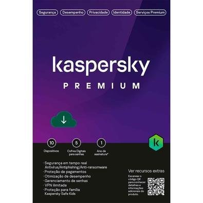 Licenca Kaspersky Premium - 10 Dispositivos - 5 Contas