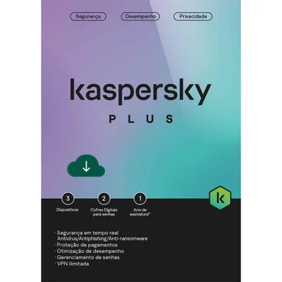 Licenca Kaspersky Plus-  3 Dispositivos - 2 Conta
