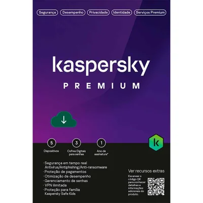 Licenca Kaspersky Premium - 5 Dispositivos  3 Conta