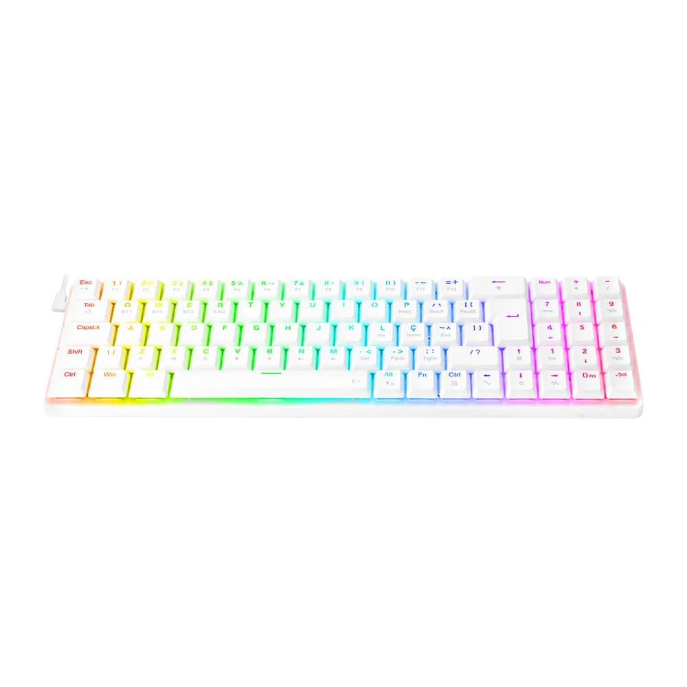 Imagem 2 de 5 do produto Teclado Mecânico Gamer Redragon K626, Branco, Switch Marrom