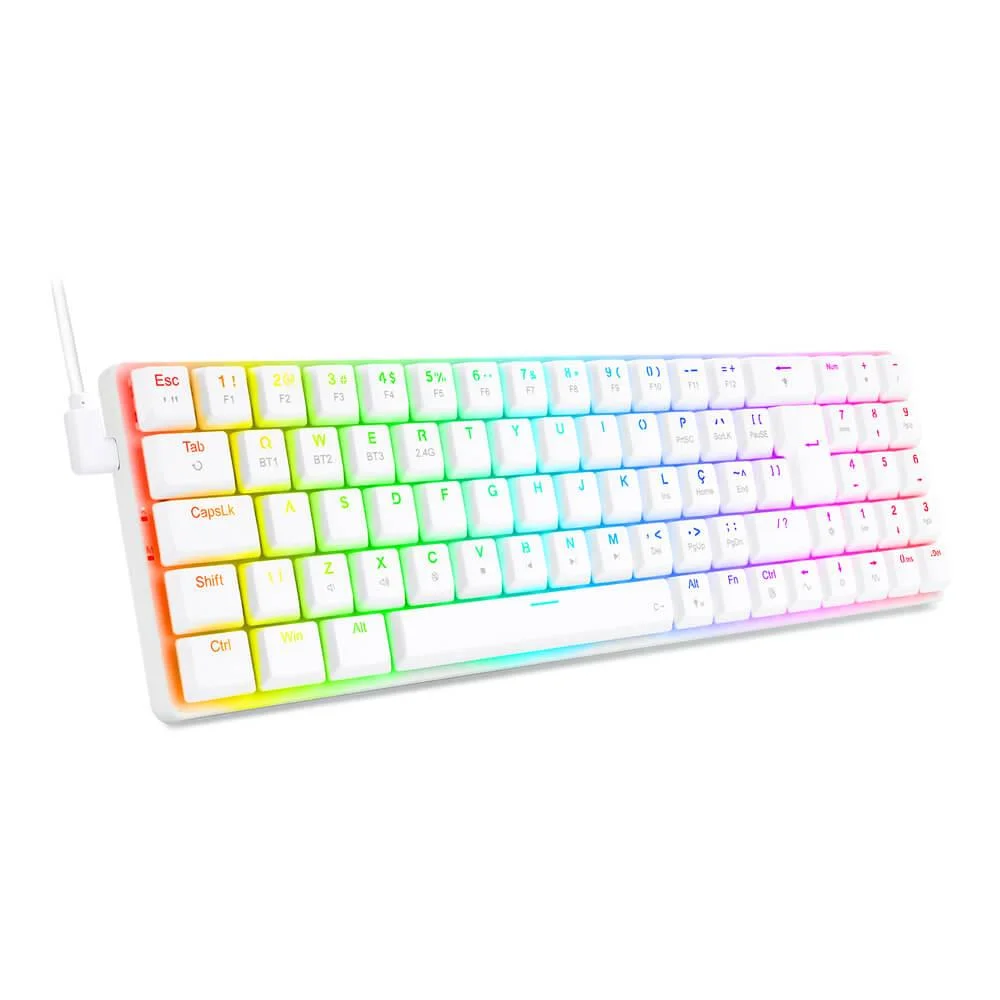 Imagem 5 de 5 do produto Teclado Mecânico Gamer Redragon K626, Branco, Switch Marrom