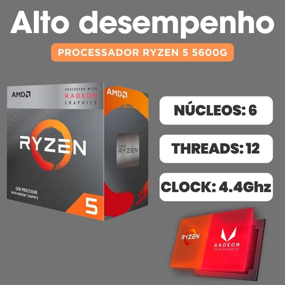 PC Gamer Winner, Amd Ryzen 5 5600g, 16gb Ddr4, SSD 1TB, Gráficos Radeon Vega, Fonte 500w - Gsw-24008 - view 2