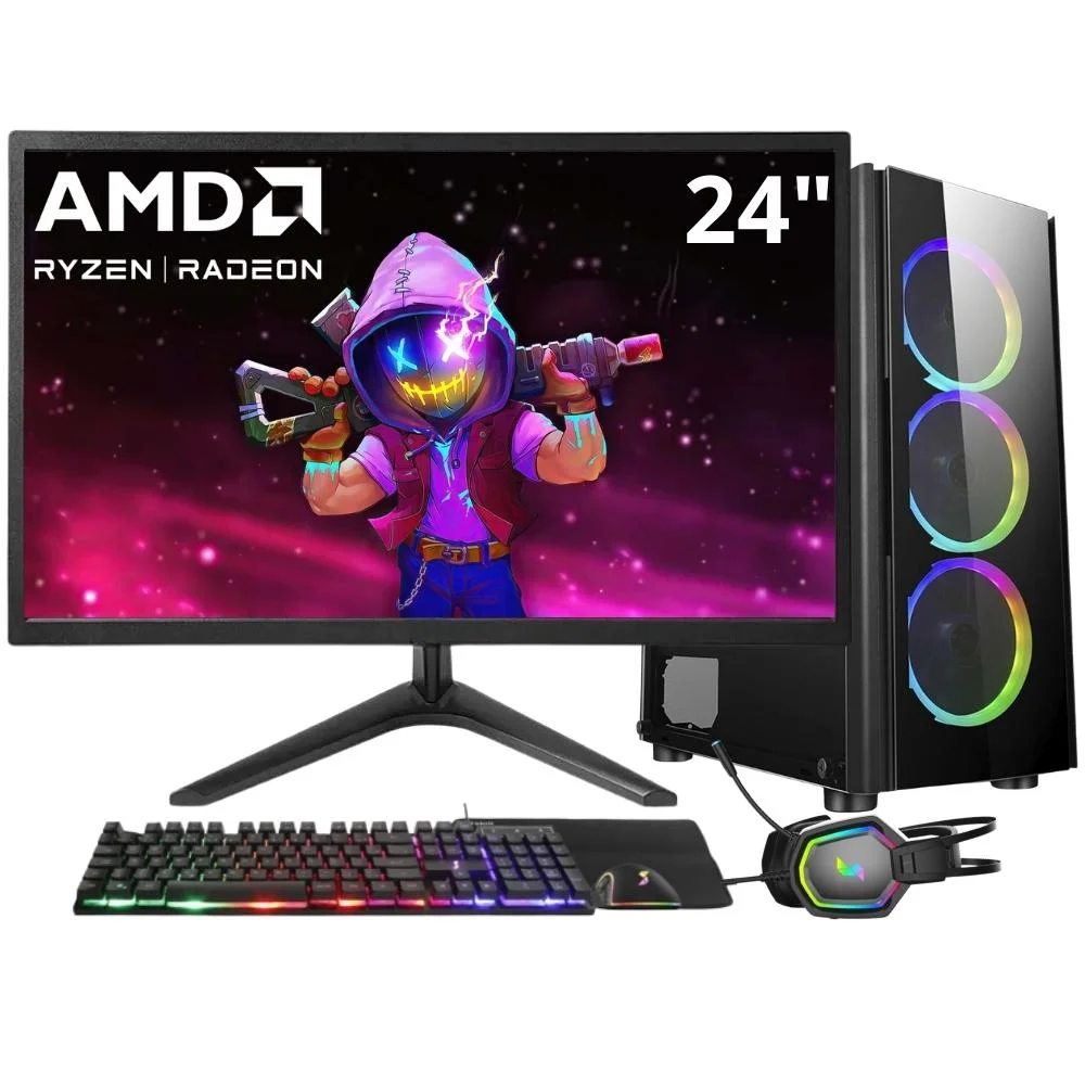 PC Gamer Balão.info Winner AMD Ryzen 5-5600GT, 16GB RAM, Radeon Vega 7, SSD 1TB, Fonte 500W + Monitor 24" LED + Kit Gamer Completo - Gsw-24010