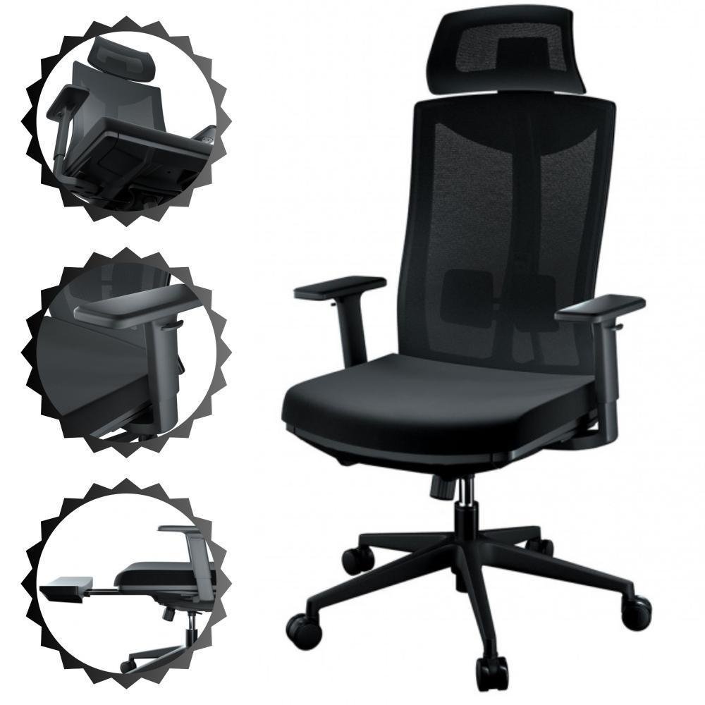 Cadeira De Escritório Premium Presidente Pcyes, Ergonômica, Malha Respirável, Com Encosto Para Cabeça, Até 150Kg Cadeira De Escritório Premium Presidente Pcyes, Ergonômica, Malha Respirável, Com Encosto Para Cabeça, Até 150Kg