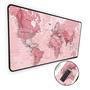 Mouse Pad Gamer Speed Extra Grande Profissional 90x50 - Mapa Mundi Rosa