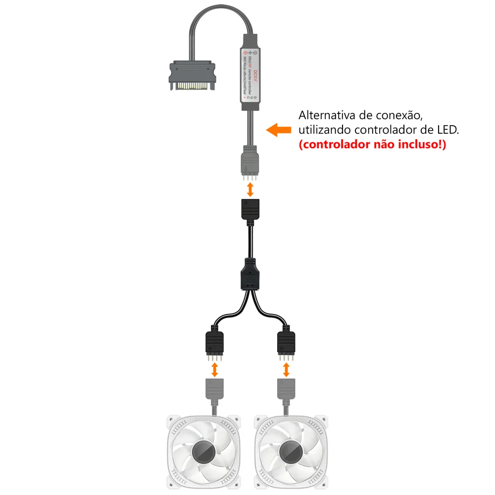 Imagem 2 de 4 do produto Cabo Y Adaptador RGB Divisor 12V 4 Pinos 1 Para 2 Saídas