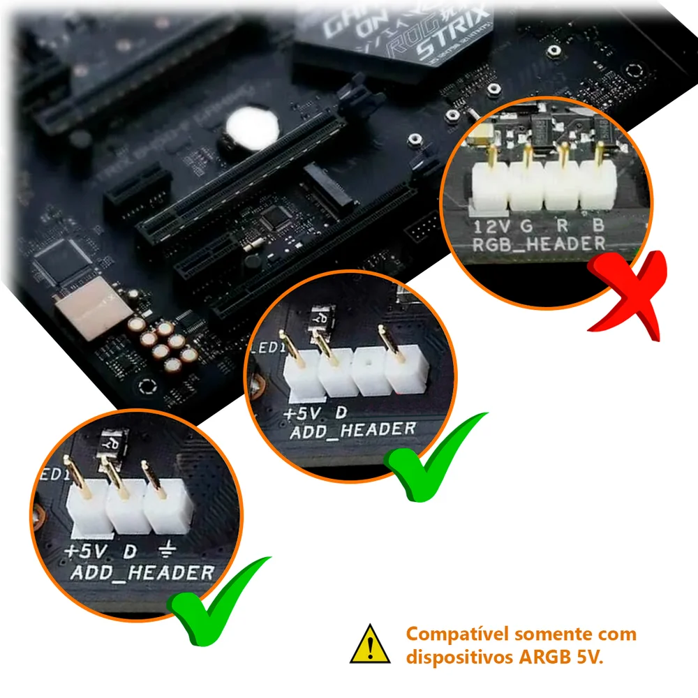 Imagem 4 de 4 do produto Cabo Adaptador Conversor VDG Para ARGB 3 Pinos 5V Sync 30cm