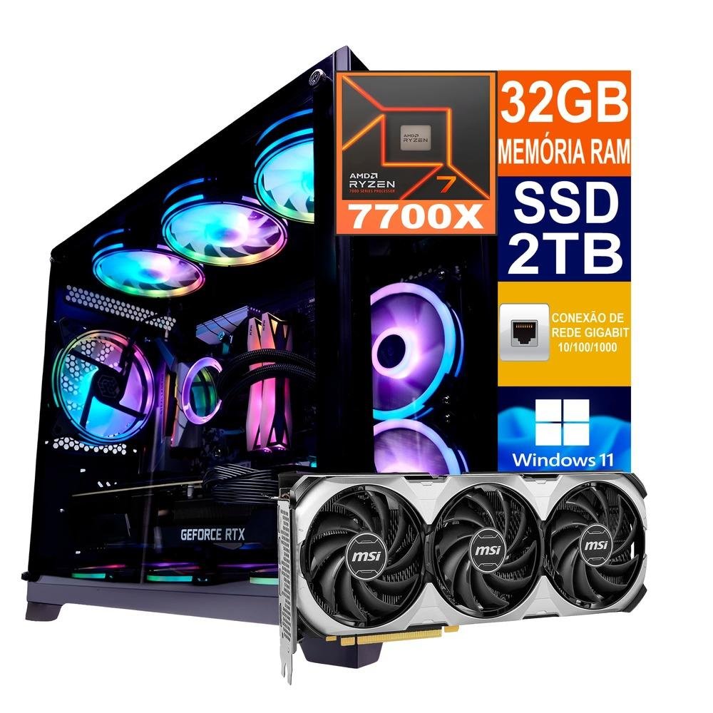 PC Gamer AMD Ryzen 7 7700x 32GB Memória RAM KaBuM