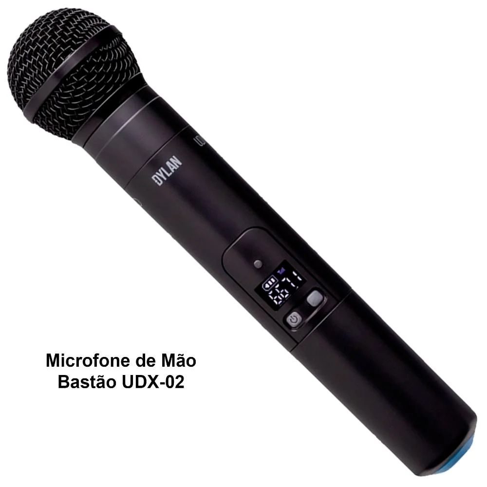 Imagem 3 de 5 do produto Microfone Sem Fio Duplo Dylan Udx-05 Bastão + Lapela, headset Profissional