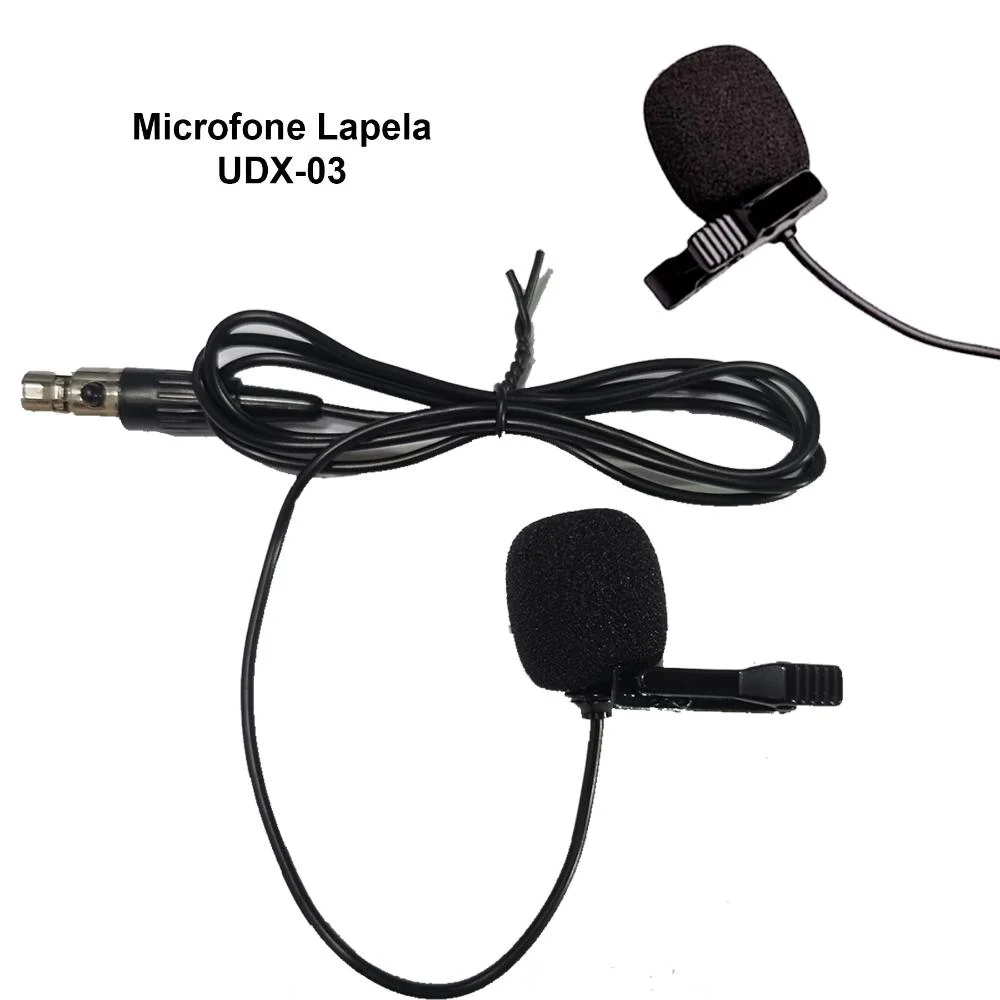 Imagem 4 de 5 do produto Microfone Sem Fio Duplo Dylan Udx-05 Bastão + Lapela, headset Profissional