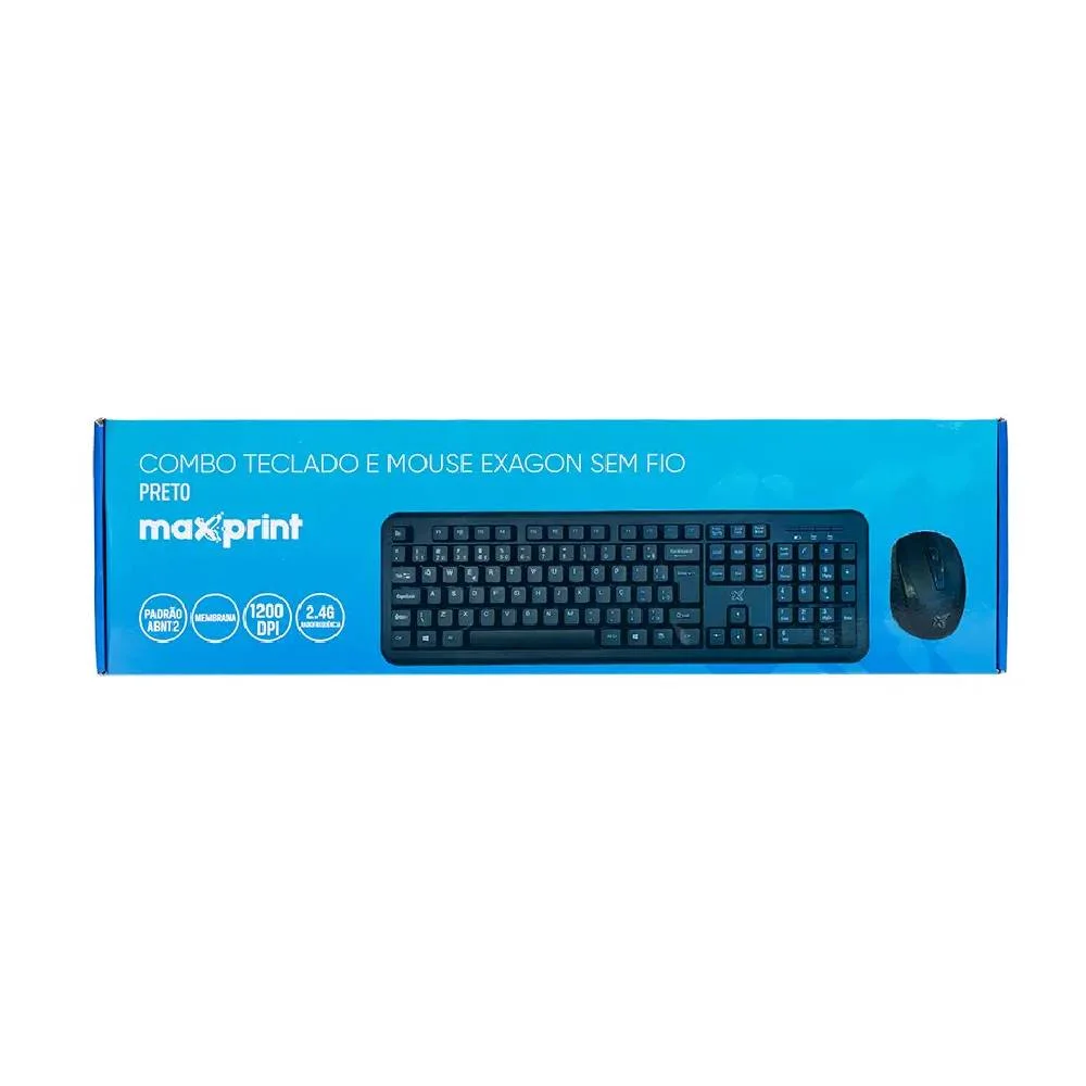 Imagem 5 de 5 do produto Teclado + Mouse Sem Fio Exagon Maxprint, Abnt2, 1200 Dpi, Preto