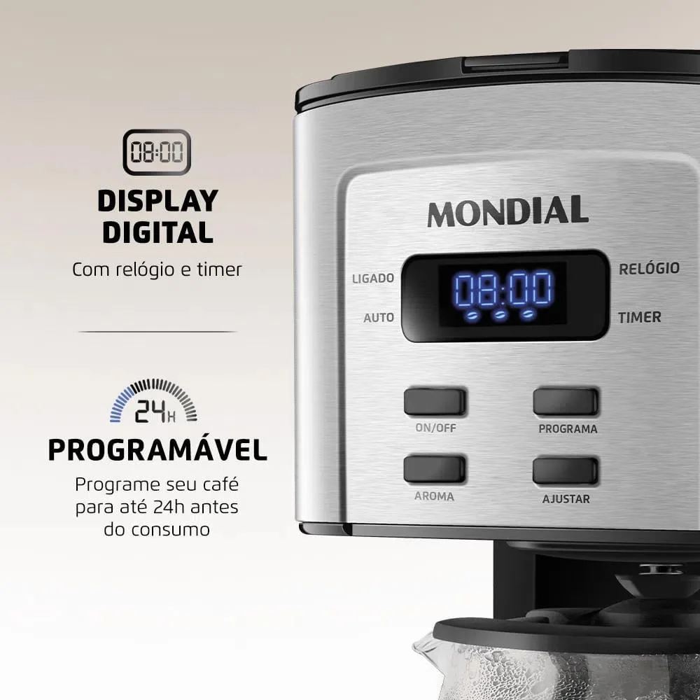 Imagem 5 de 5 do produto Cafeteira Elétrica Mondial Dolce Arome, Corta Pingos, Base Com Aquecimento, 800w, 127v, Preto e Inox - C4432xsdi