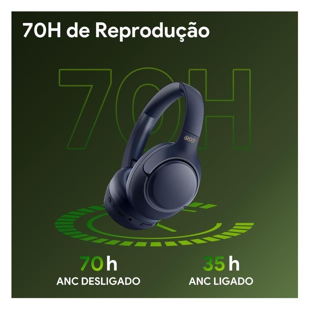 Imagem 5 de 5 do produto Headset Sem Fio Qcy H3 Anc Adaptativo Multiponto Bluetooth Tws 5.3 + Cabo P2  60h - Azul