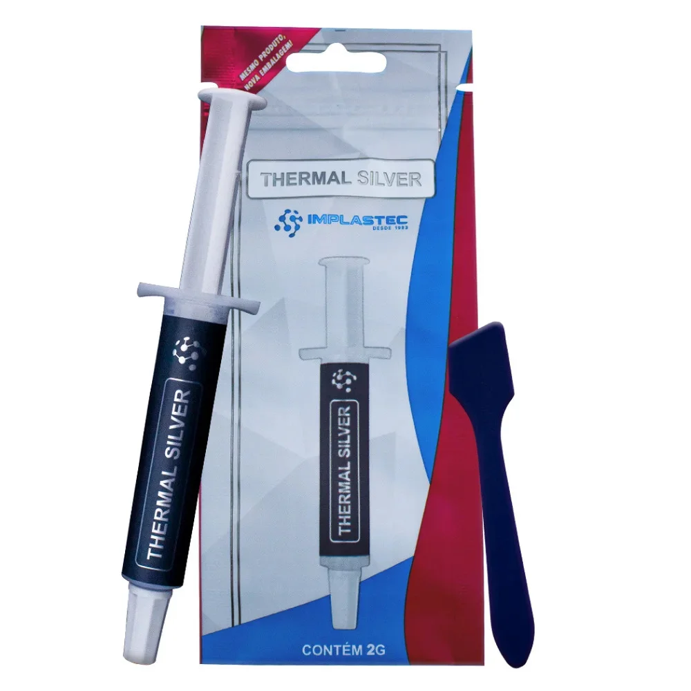 Imagem 2 de 5 do produto Pasta Térmica, Alta Condutividade Implastec, Thermal Silver 2g