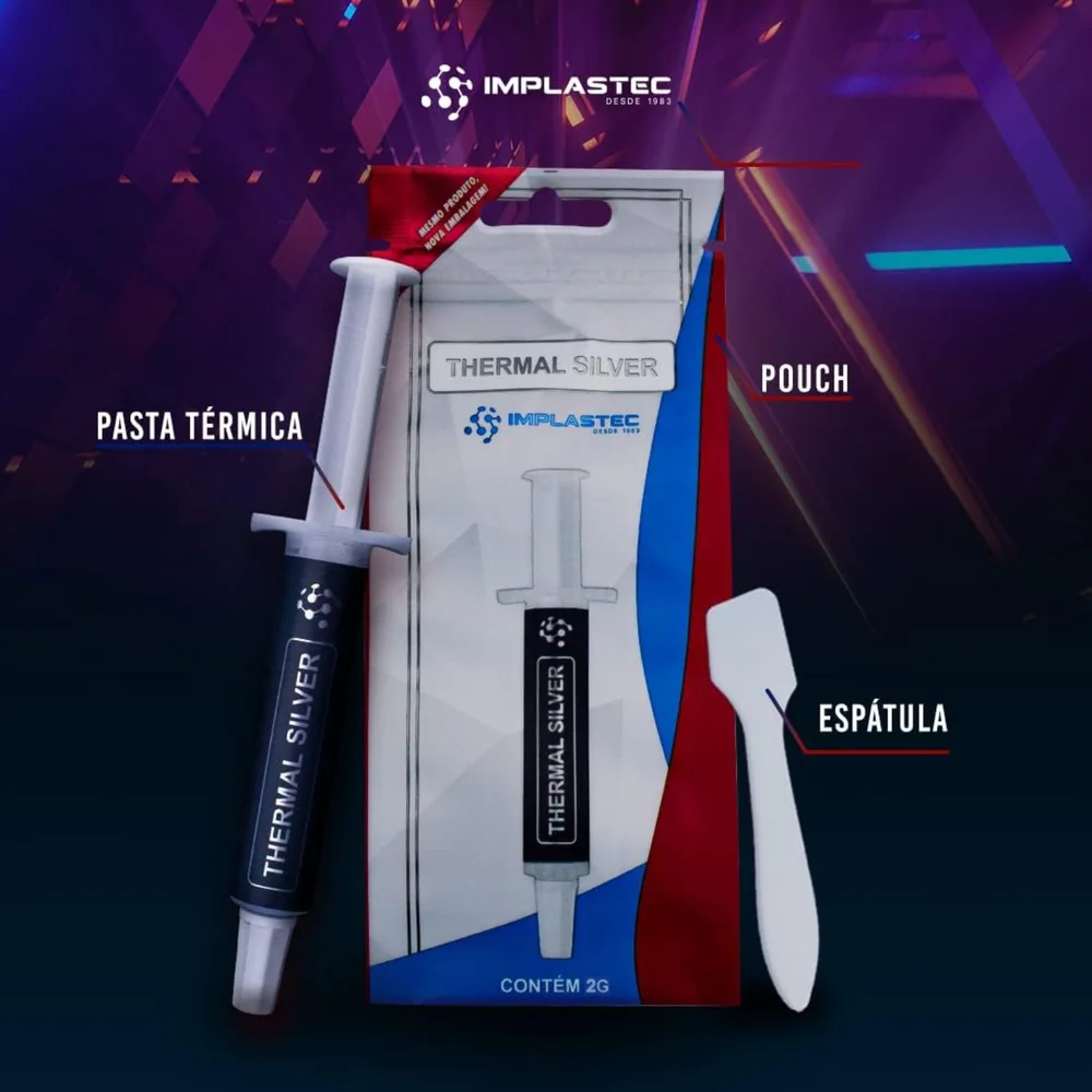 Imagem 5 de 5 do produto Pasta Térmica, Alta Condutividade Implastec, Thermal Silver 2g