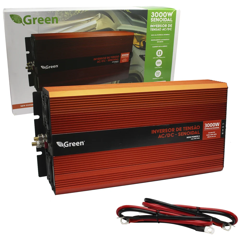 Inversor Off Grid Solar Green, 12v, 3000w, Senoidal Inversor Off Grid Solar Green, 12v, 3000w, Senoidal