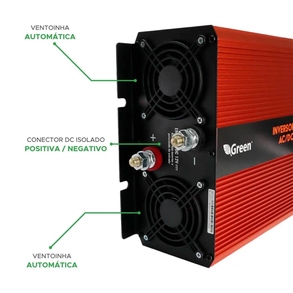 Inversor Off Grid Solar Green, 12v, 3000w, Senoidal Inversor Off Grid Solar Green, 12v, 3000w, Senoidal