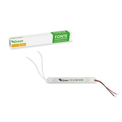 Fonte Ultra Slim Driver Green, Para Fita Led 12v, 2a, 24w, Bivolt