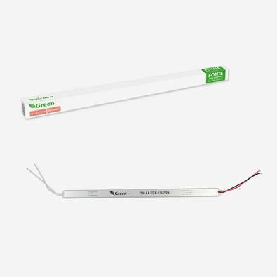 Fonte Ultra Slim Driver Green, Para Fita Led, 12v, 6a, 72w, Bivolt
