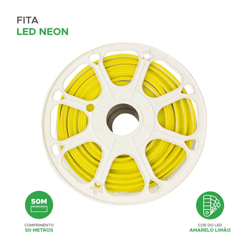 Imagem 2 de 2 do produto Mangueira LED Green, Flexível, 12v, 50 Metros, Amarelo Limão