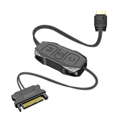 Controlador de Led, ARGB 5V, 3 Pinos, Botão Manual, Modos de Efeito, Cores Fixas, Alimentação SATA, Coolmoon