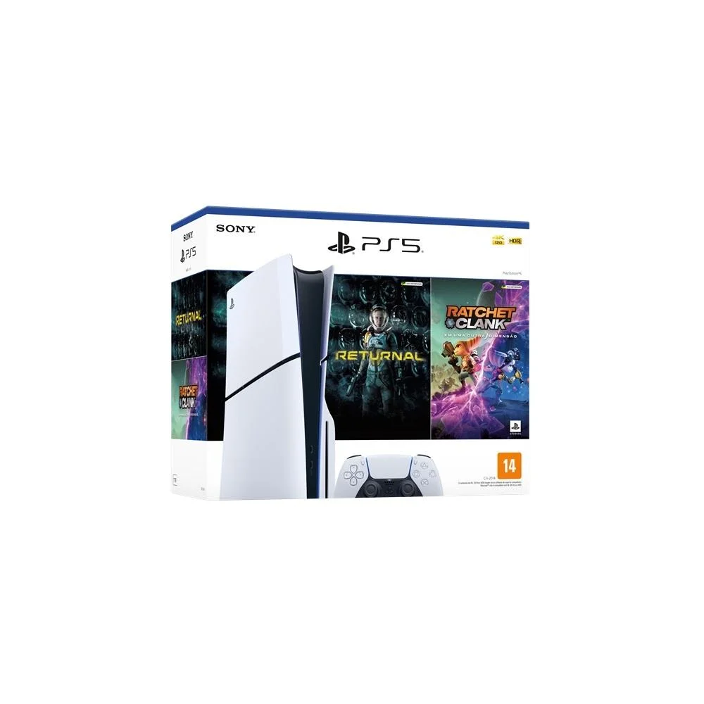 Console PlayStation 5 Slim Sony, SSD 1TB, Controle Sem Fio DualSense, Branco + 2 Jogos- 1000038899 Console PlayStation 5 Slim Sony, SSD 1TB, Controle Sem Fio DualSense, Branco + 2 Jogos- 1000038899