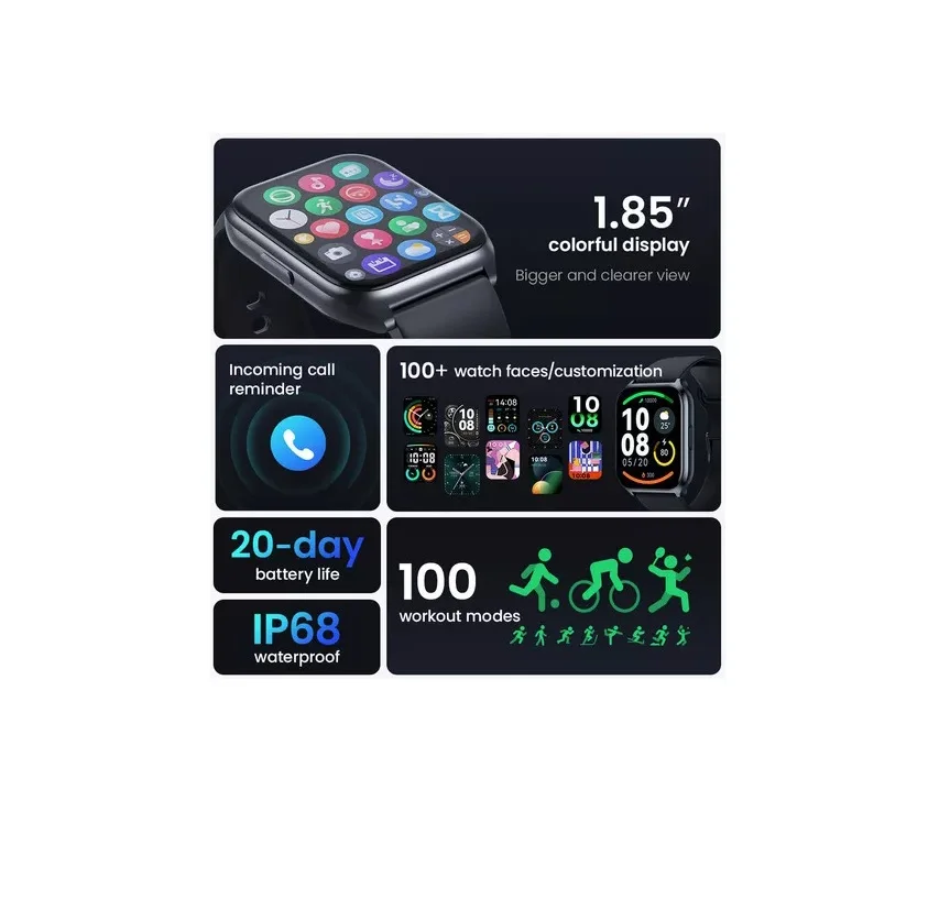 Imagem 2 de 5 do produto Smartwatch Haylou Watch 2 Pro De 1,85", Com Chamadas Bluetooth, Para Android Ios, Azul Escuro