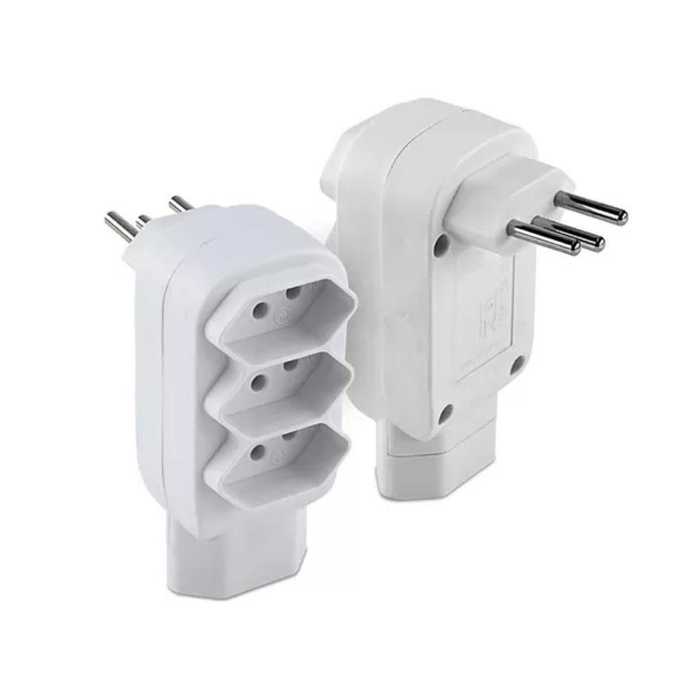 Tomada Benjamin E Adaptador, 4 Tomadas, 3 Pinos Tripolares 10a, Bivolt