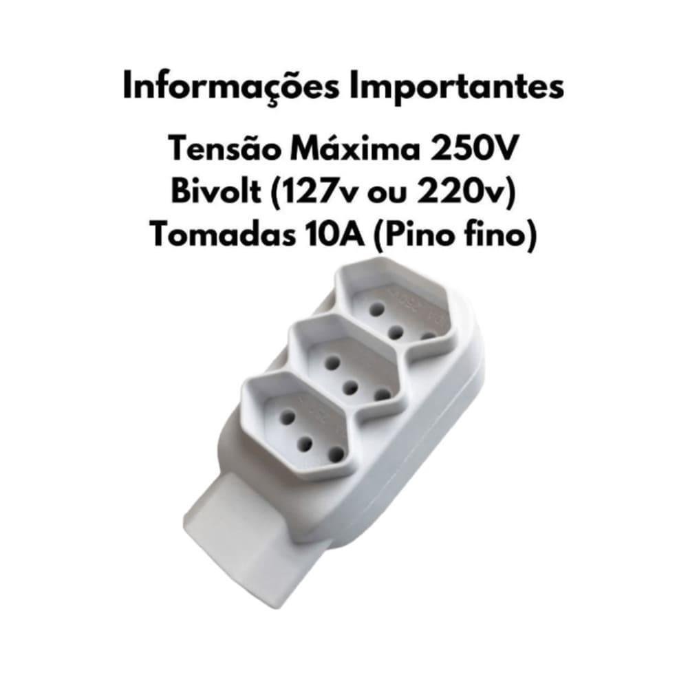 Imagem 2 de 5 do produto Tomada Benjamin E Adaptador, 4 Tomadas, 3 Pinos Tripolares 10a, Bivolt