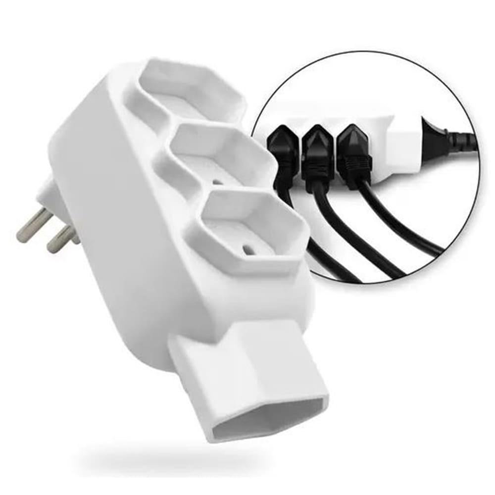 Imagem 3 de 5 do produto Tomada Benjamin E Adaptador, 4 Tomadas, 3 Pinos Tripolares 10a, Bivolt