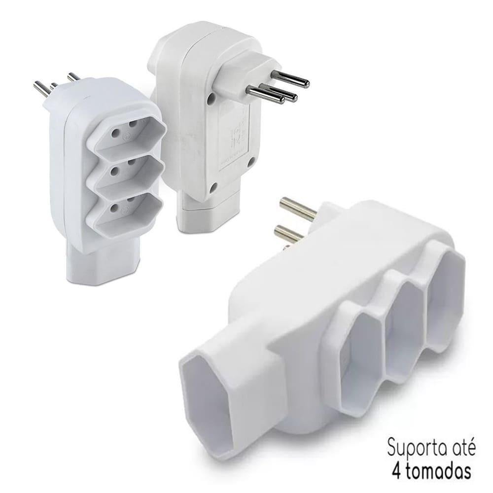 Imagem 5 de 5 do produto Tomada Benjamin E Adaptador, 4 Tomadas, 3 Pinos Tripolares 10a, Bivolt