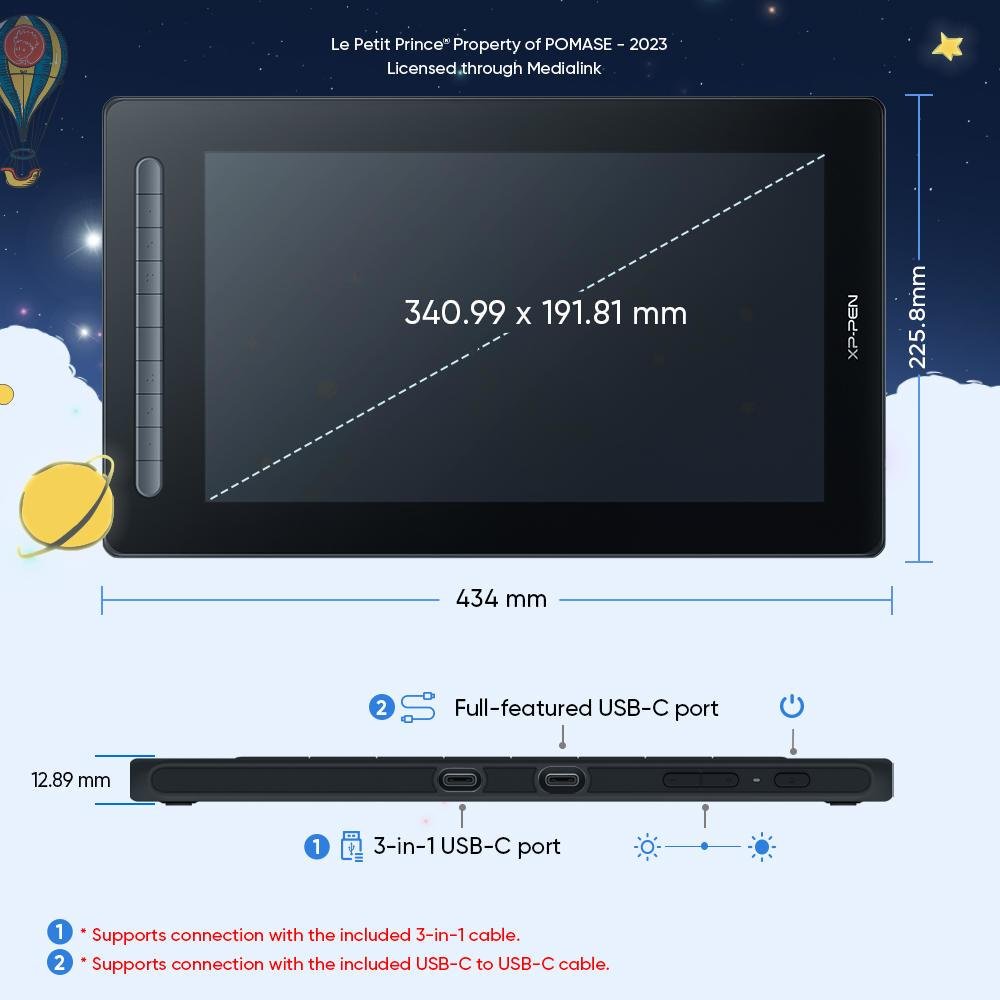 Imagem 2 de 3 do produto Mesa Digitalizadora Display Xppen, Edição Pequeno Príncipe, 16", 2 Geração, X3