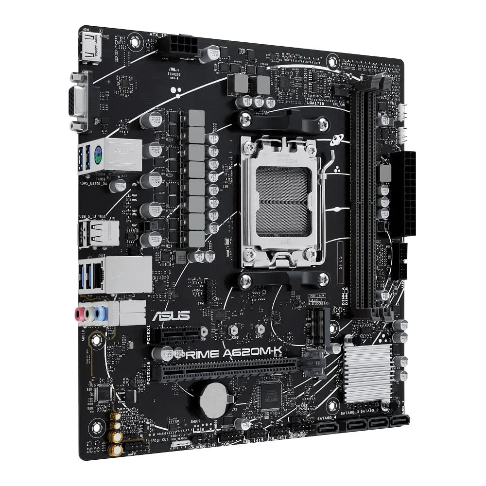 Placa Mãe Asus Prime A620m-k Am5, DDR5, MATX, HDMI Dp, VGA M.2, USB 3.2 5