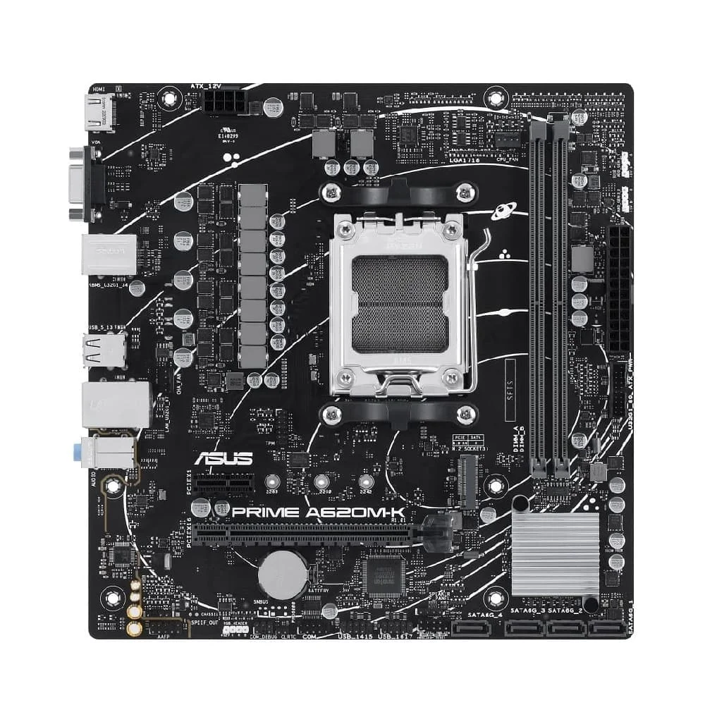 Placa Mãe Asus Prime A620m-k Am5, DDR5, MATX, HDMI Dp, VGA M.2, USB 3.2 8