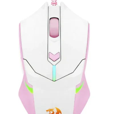 Mouse Gamer Redragon M601, Com Fio, USB, Centrophorus, RGB, 7200dpi, Branco Rosa