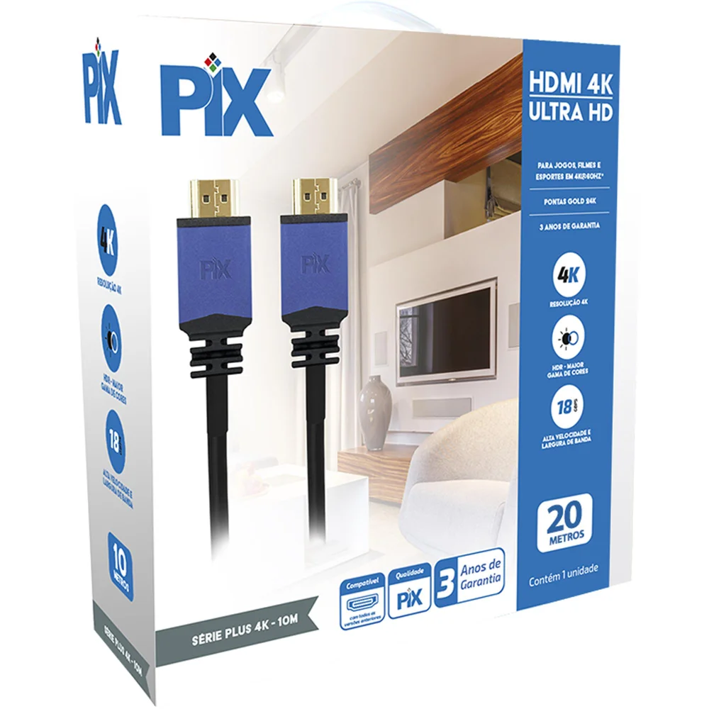 Imagem 3 de 5 do produto Cabo HDMI 2.0 4k 19p, Com Filtro, 20m