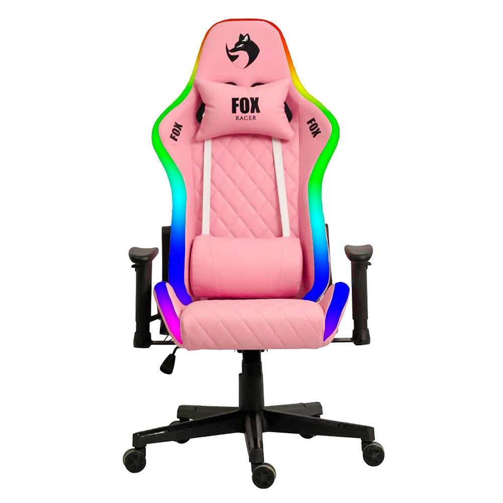 Cadeira Gamer Fox Racer RGB Alto Falante Rosa
